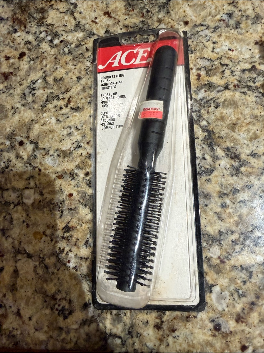 ACE Round Styling Brush Comfort Tip Bristles Model 6068 Black 6 in Vintage